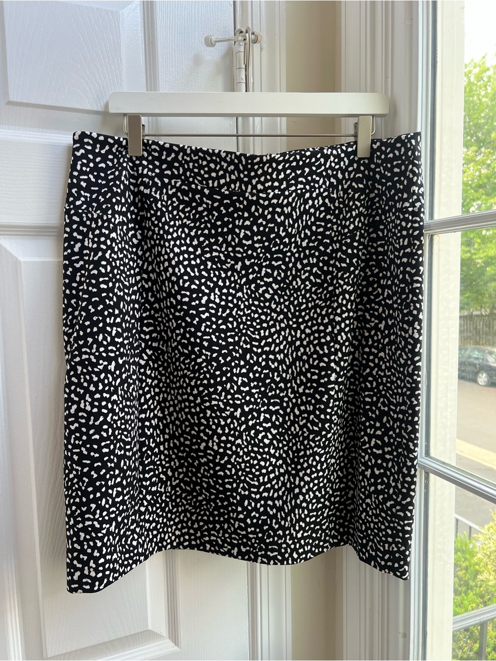 Michael Kors Black & White Animal Print A-Line Skirt
